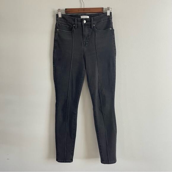 Good American | Women’s Good Legs Pintuck Jeans Denim Washed Black 035 High Rise - Picture 2 of 9